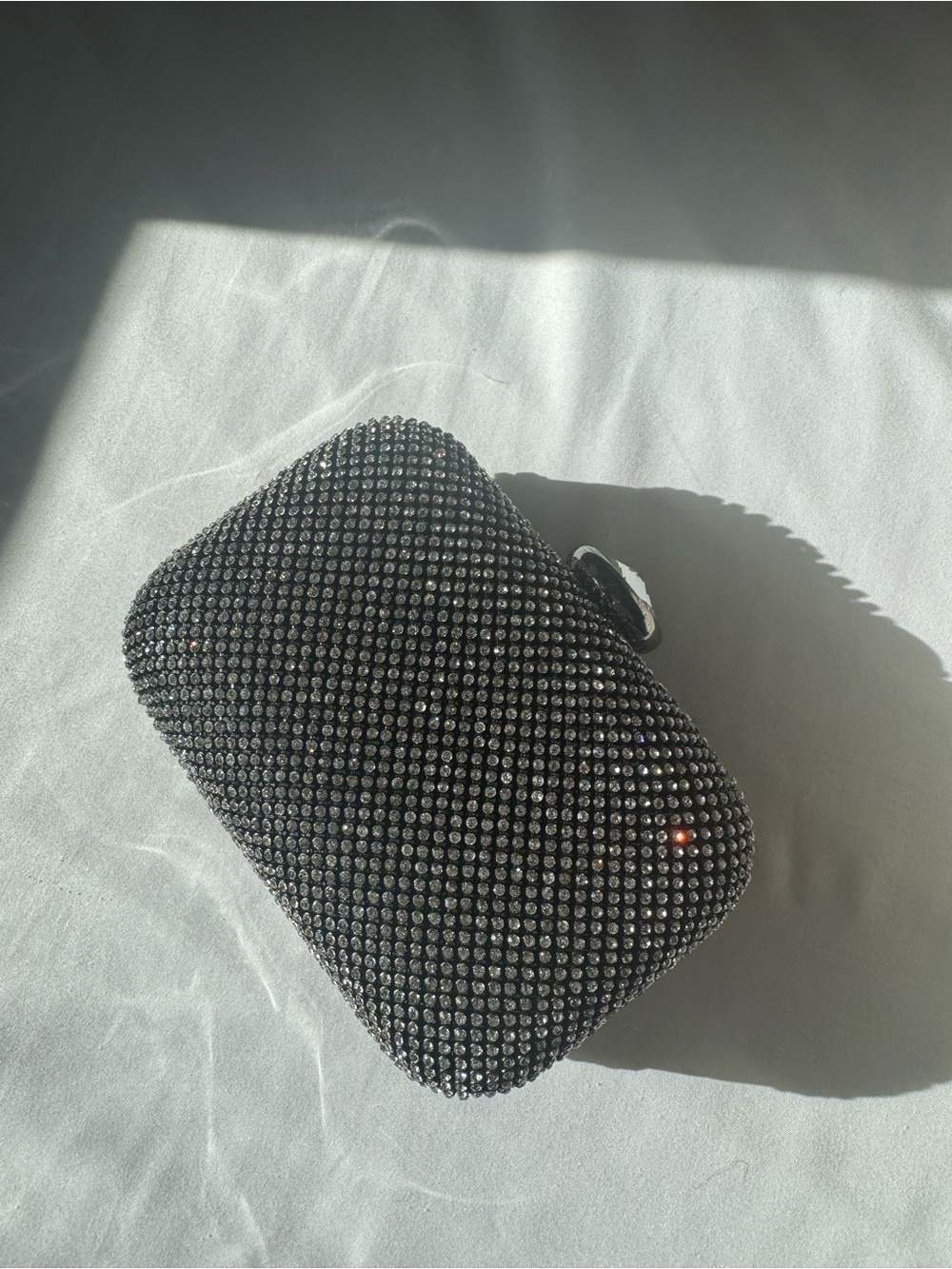 Crystal Embellished Black Evening Clutch